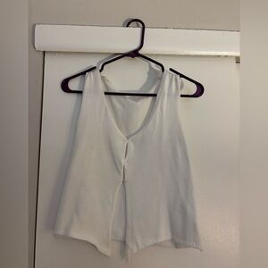 Forever 21 White Button-Front Tank Top